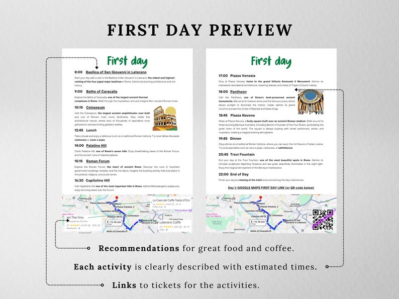 Rome Map Guide & 3-Day Itinerary | Digital Travel Planner | Mobile-Friendly Ebook Tour Guide with 50+ Locations image 5