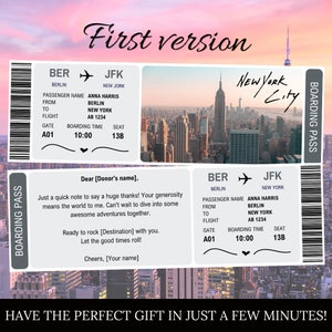 New York Boarding Pass Template, Surprise Ticket for Partner, Canva