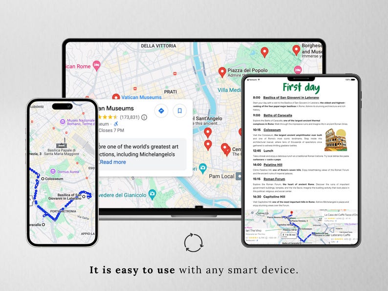 Rome Map Guide & 3-Day Itinerary | Digital Travel Planner | Mobile-Friendly Ebook Tour Guide with 50+ Locations image 8