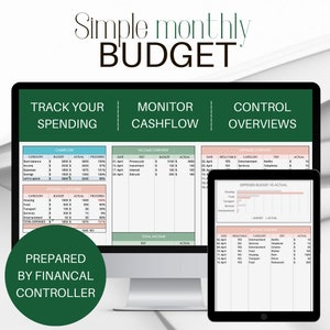 Presupuesto mensual simple, plantilla de planificador financiero de Excel, rastreador de ingresos y gastos, controle sus gastos en gráficos de forma fácil e inteligente imagen 1
