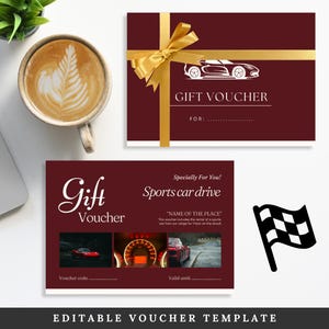 Vale de regalo sorpresa para conducir un coche deportivo, billete de aniversario personalizable para cumpleaños de pareja, regalo imprimible y editable, Racing Time