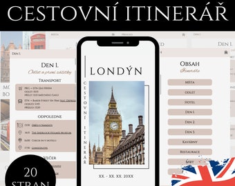 Cestovní Itinerář Londýn, Snadno Upravitelná Šablona, Digitální Plánovac Výletu