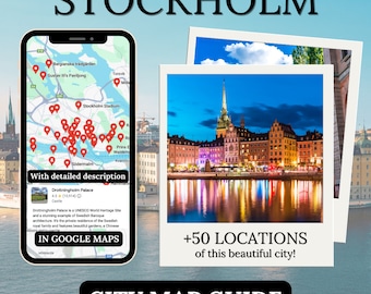 Stockholm City Map Guide, Digital Planner For Your Trip To The Sweden, Mobile Tour Plan, Ready to Explore Stockholm With Perfect Itinerary
