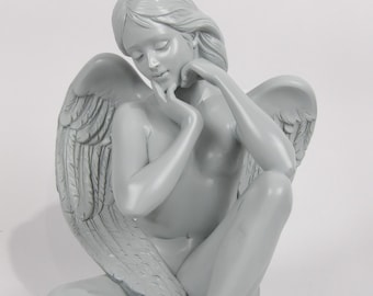 Hand-Painted Angel Statue - Serene and Elegant Decor
