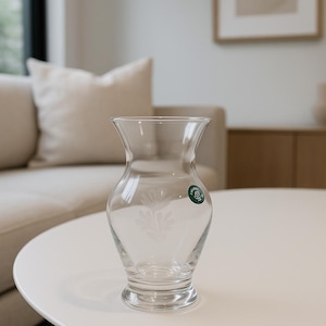Bohemia handmade Clear Glass Vase with Flowers Design
