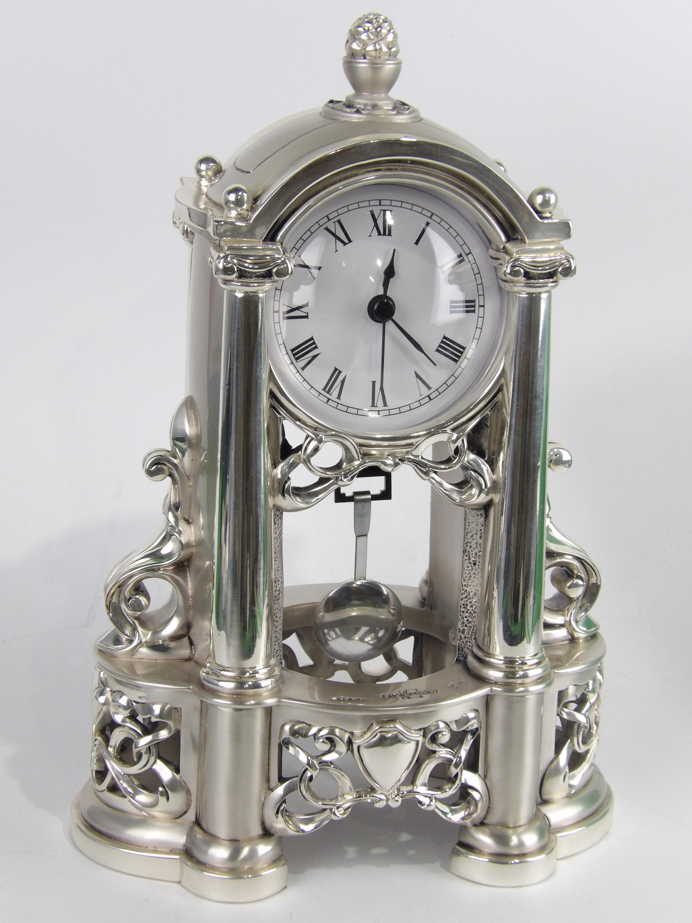 Elegant Pendulum Clock in Silver Resin - Etsy