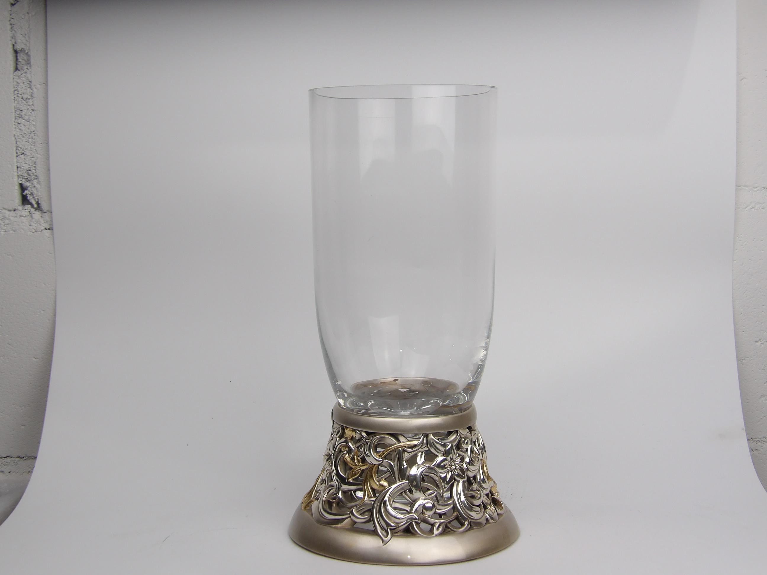 Handmade Crystal Vase with Silver Resin – Baroque Style