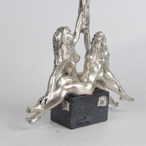 Silver-coated resin sign of the zodiac “Gemini” with black finish