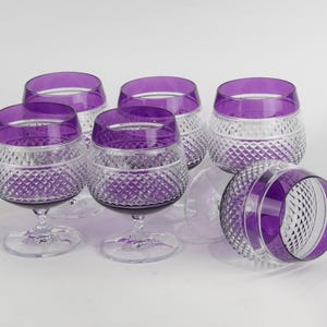 Handmade Crystallite Bohemia Glasses with Violet Color (Set of 6) by an artisan at Linea Argenti