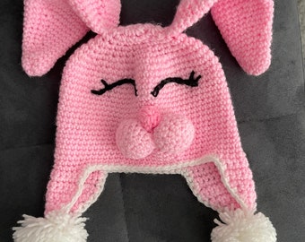 Easter Bunny Crochet hat, bunny hat, Easter hat, bunny ears hat, Crochet, Handmade bunny hat.