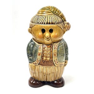 Vintage Scandanavian Alpine Man Cookie Jar 11.5&quot; Japan Sweater Stocking Cap