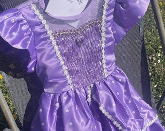 Robe de bal Royal Sofia pour fille - Robe de princesse en tulle violette de luxe avec paillettes