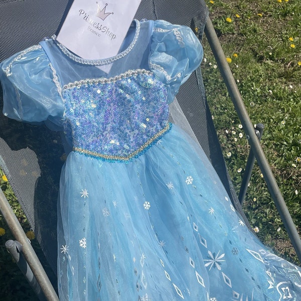 Robe de princesse des glaces enchantée pour les célébrations - Robe de conte de fées givrée et cape scintillante