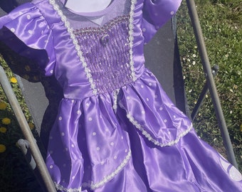 Royal Sofia Ball Gown for Girls - Deluxe Purple Tulle Princess Dress with Sequins