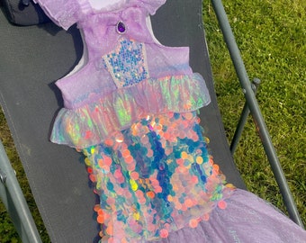 Betoverde Ariël-geïnspireerde jurk - Zeeprinsesjurk - Kostuum voor verjaardag en Halloween, sprankelende zeemeerminstaart