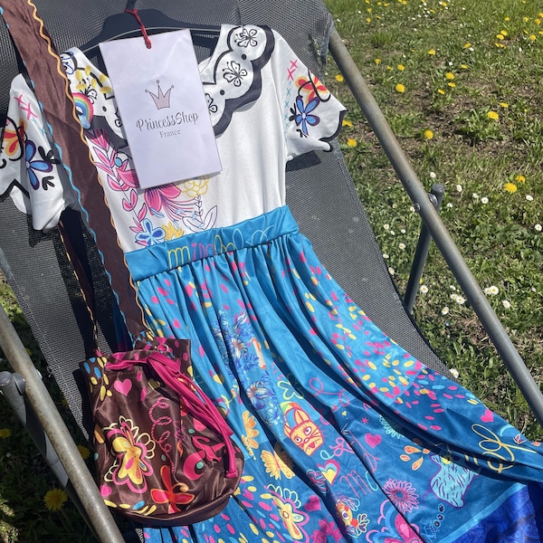 Mirabel geïnspireerde jurk - Levendige Madrigal baljurk met tas, perfect voor verjaardag en carnaval - 3T tot 10T
