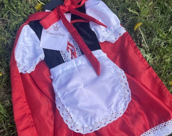 Kids Little Red Riding Hood Costume - Girls' Deluxe Party Dress with Cape | Halloween & Carnival Attire