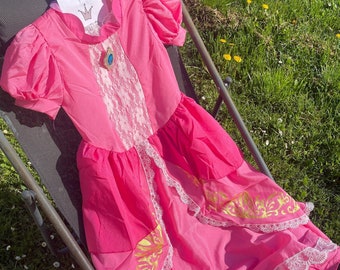 Déguisement princesse pêche pour fille - robe rose de luxe avec accessoires, tenue de cosplay pour enfant, robe de soirée de conte de fées