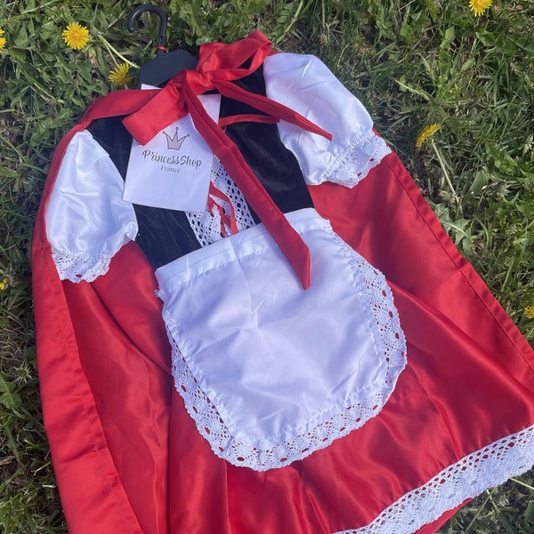 Disfraz de Caperucita Roja para niños - Vestido de fiesta de lujo para niñas con capa / Atuendo de Halloween y carnaval