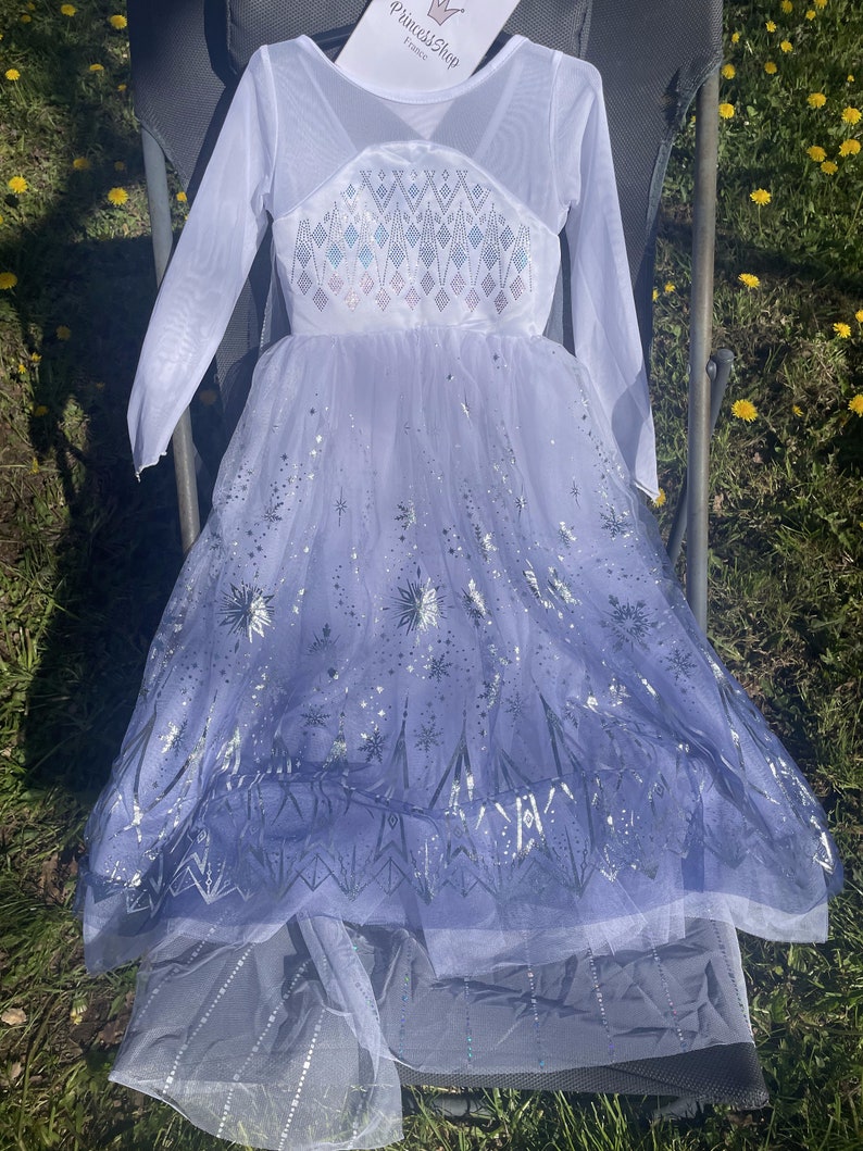 Robe Elsa enchantée pour fille Déguisement princesse La Reine des neiges, tenue de fête d'anniversaire pour enfant, robe de carnaval cosplay, déguisement princesse des glaces magique image 3