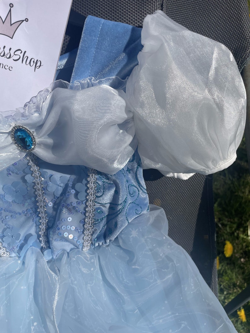 Robe Cendrillon enchanteresse pour fille Robe d'anniversaire de princesse à sequins Déguisement conte de fées pour enfants image 5