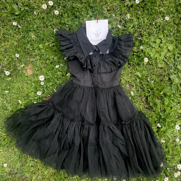 Robe mercredi - Tenue de soirée cosplay pour filles | Déguisement d'Halloween | Robe noire unique | Déguisements pour enfants | Qualité contrôlée