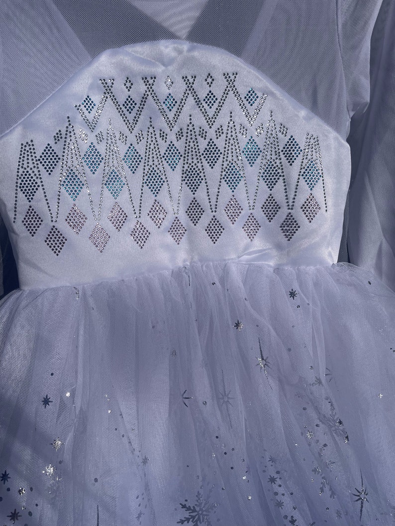 Robe Elsa enchantée pour fille Déguisement princesse La Reine des neiges, tenue de fête d'anniversaire pour enfant, robe de carnaval cosplay, déguisement princesse des glaces magique image 5