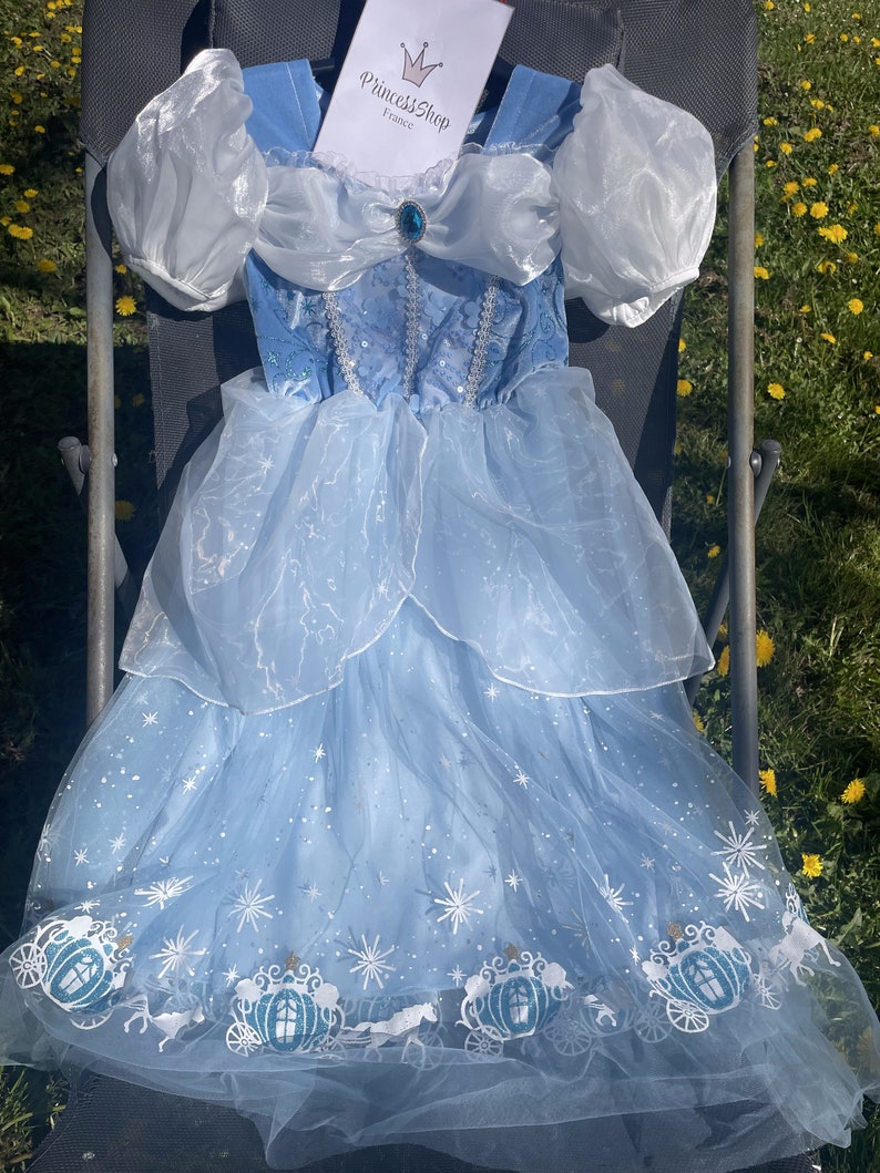 Robe Cendrillon enchanteresse pour fille Robe d'anniversaire de princesse à sequins Déguisement conte de fées pour enfants image 3