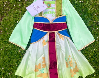 Déguisement élégant de princesse Mulan pour fille - Déguisement et jeu de guerrière faits main, épée en option