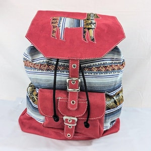 Peruvian Suede Handmade Boho Backpack, Ethno backpack, Tribal aztec southwest backpack, Hippy Backpack, Festival Backpack, South America