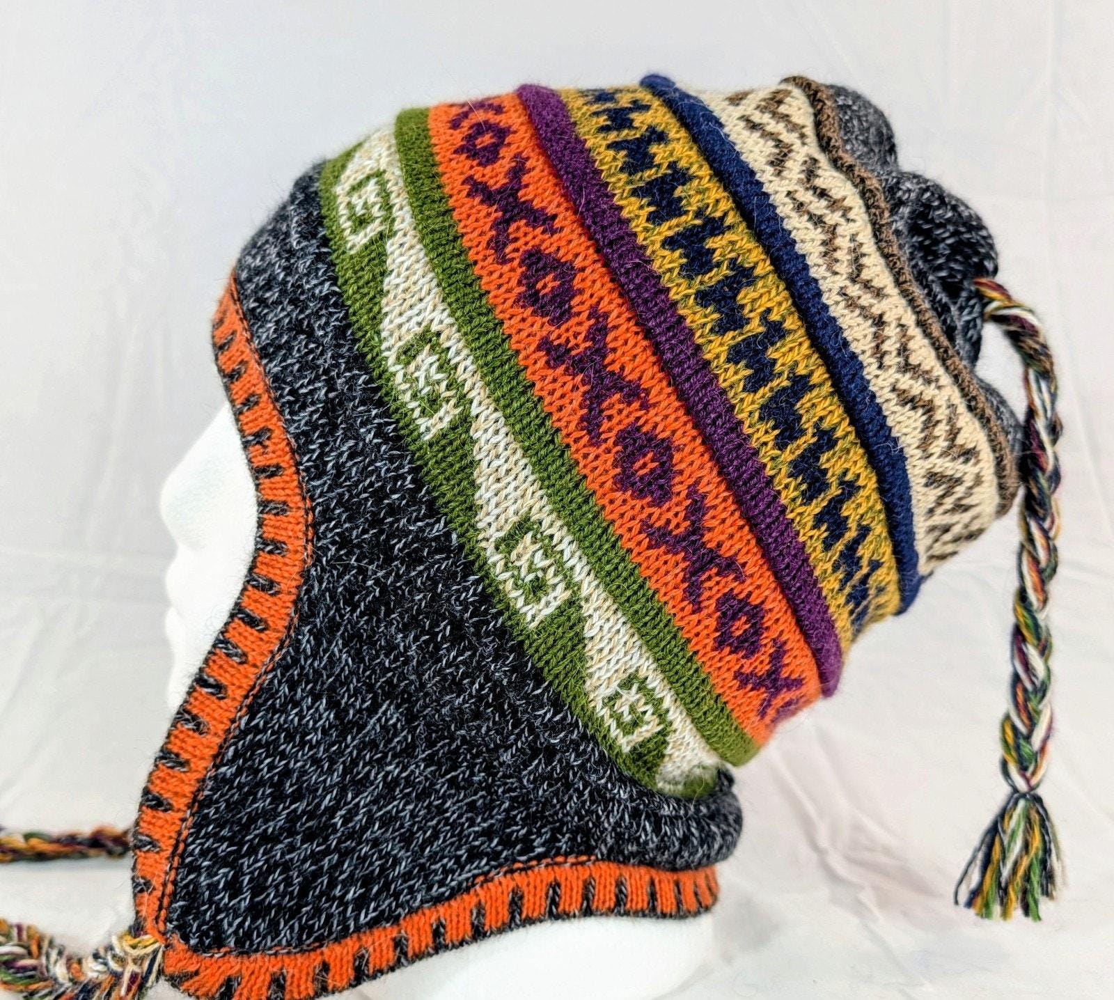 Soft Baby Alpaca Reversible Chullo Beanie Gray Brown Unisex  display picture 2