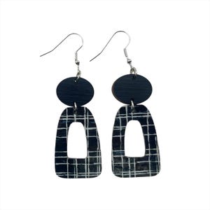 Black and White Trapezoid Dangle Earrings