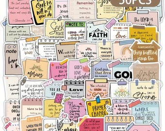 50pcs Inspirational Bible Stickers | Christian Faith Stickers for Journals, Notebooks, Mugs, Laptops, Skateboards | Durable PVC