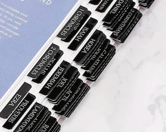 Black Laminated Bible Tabs for Women and Men, Bible Study Supplies, Study Bible Tabs, Easy Apply and Read