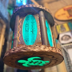 Exotic Turtle Bottom Tiki Lamp - Made-to-Order 6 Panel Bar Pendant Light for Unique Home Décor