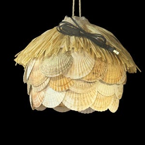 Oceanic Arts Tiki Lamp Tribute. Beautiful Scallop Shell Hanging Tiki Light - Made to Order - Exotic Home Lighting