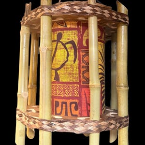 Made to Order Handmade Bamboo Tiki Lamp | Tapa Print Pendant Light Tiki Bar Decor | Polynesian Tropical Lighting | Mid-Century Modern Vibe