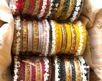 Pearl Bangle Set: Indian Wedding Jewelry, Size 2.5