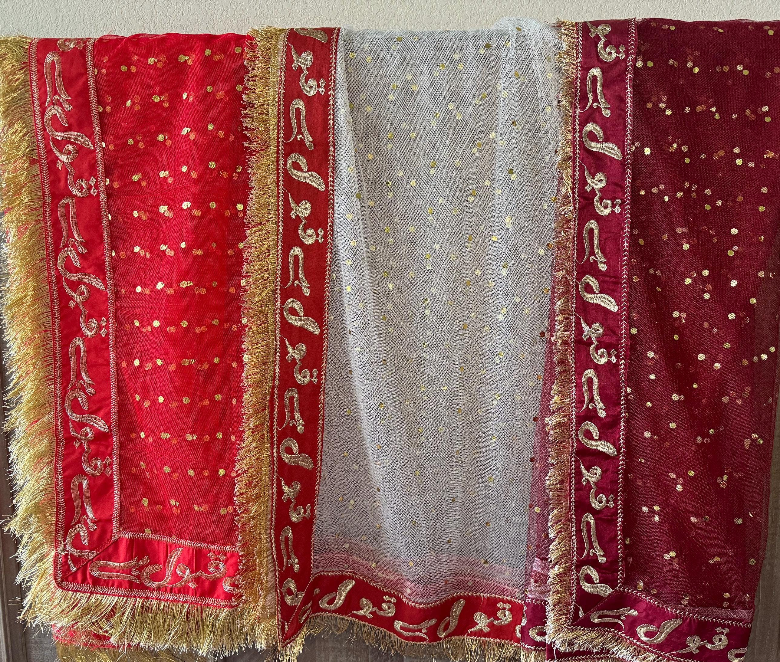 Nikkah Qabool Hai Dupatta: Maroon, Gold , Red and White