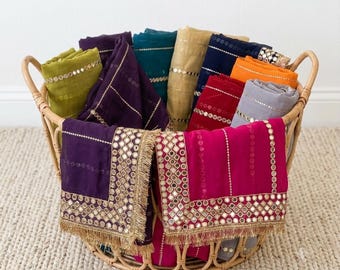 Mirror Work Chiffon Dupatta: Handcrafted Indian Wedding Stole