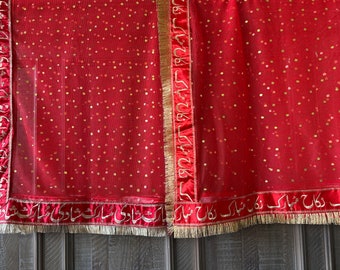 Red & Gold Nikkah Mubarak Net Dupatta: Pakistani Bridal Wedding