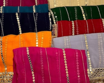 Mirror Work Chiffon Dupatta: Handcrafted Indian Wedding Stole