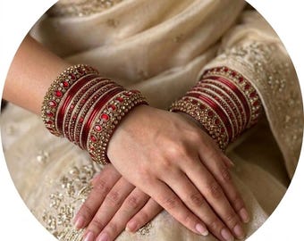 Indian Bangle Set: Traditional Bridal Jewelry, Size 2.8