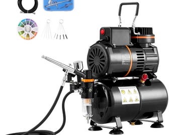 Professional Multi-Purpose Airbrush Kit with Compressor – 3 Spray Nozzles