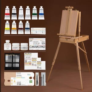 All-in-One Acrylic Painting Set: French Easel, Paints, Brushes, Canvases