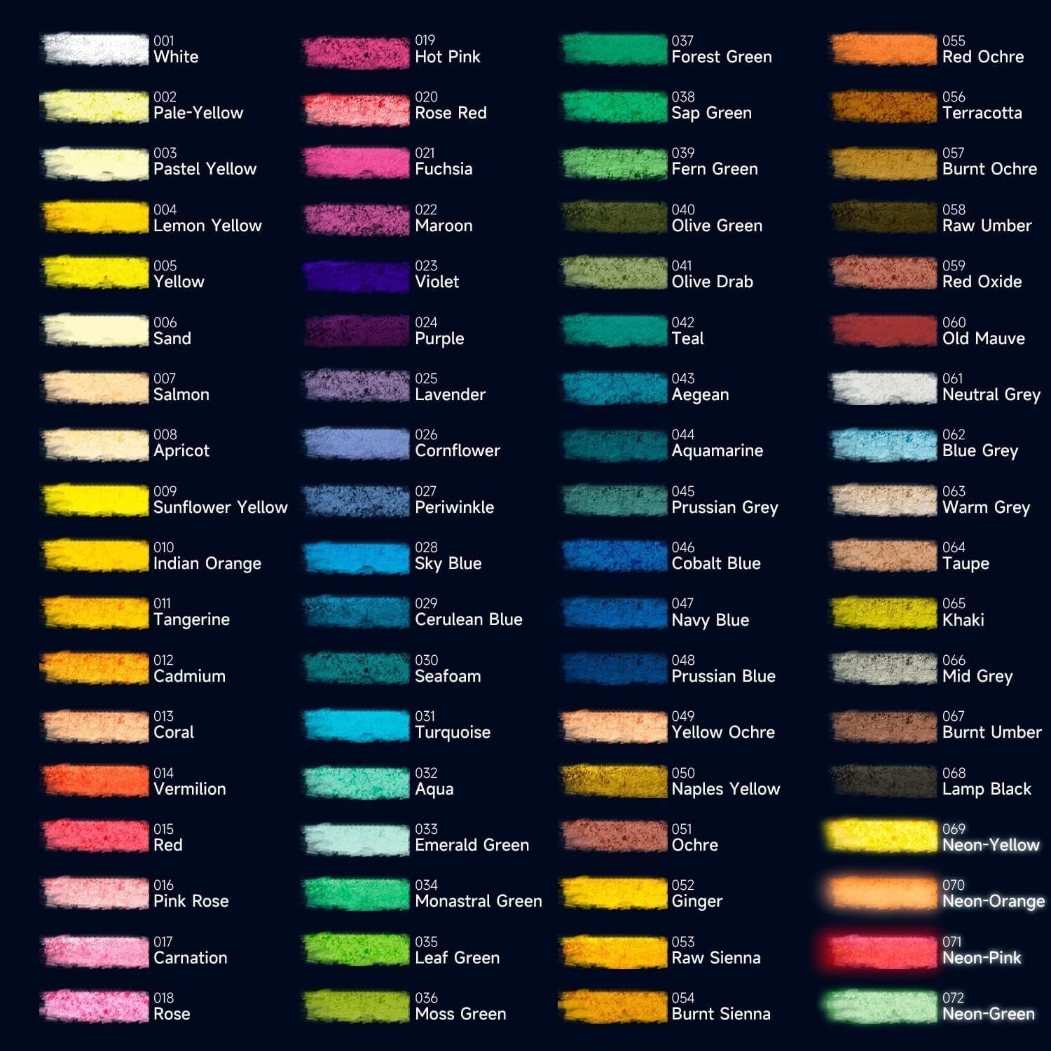 72 Long Chalk Pastels Set
