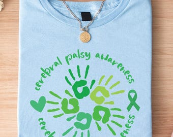 Cerebral Palsy Awareness Shirt, Cp Awareness Handprint T Shirt, Cerebral Palsy Shirt, Cp Warrior Shirt, Awareness Ribbon Tee, Cp Fighter