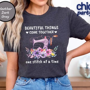 Floral Sewing Machine T-Shirt, Quilter Gift