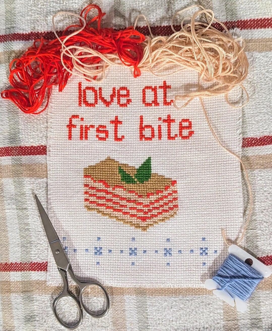 Love at First Bite | Cross Stitch Pattern for Lasagna Lovers