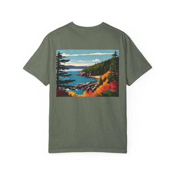 Acadia National Park T-shirt, Outdoorsy coastal Maine t-shirt for adventurers, Northeast Bar-Harbor tshirt, Cadillac Mountain graphic tee